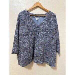 Pure Jill Womans Floral Top Size 2X Bloomcore Office Boho Career Casual Travel‎